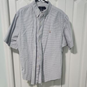 Ralph Lauren Blue and White Striped Button Down Shirt